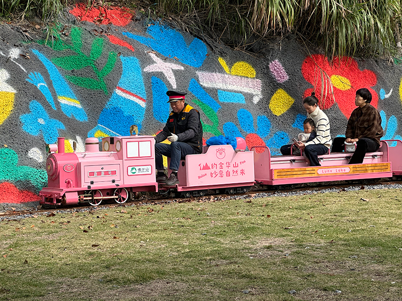 miniature train on rails